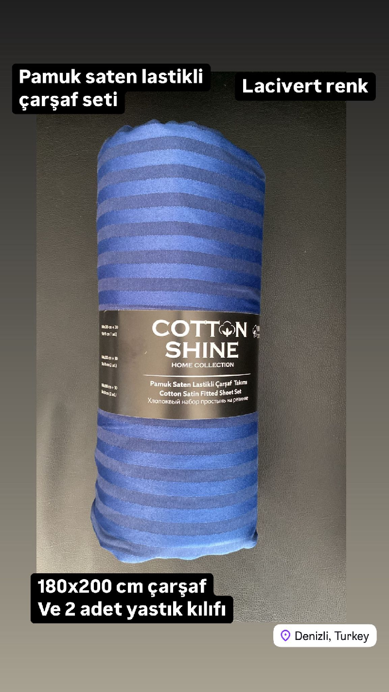 PAMUK SATEN BATTAL LASTİKLİ ÇARŞAF TAKIMI