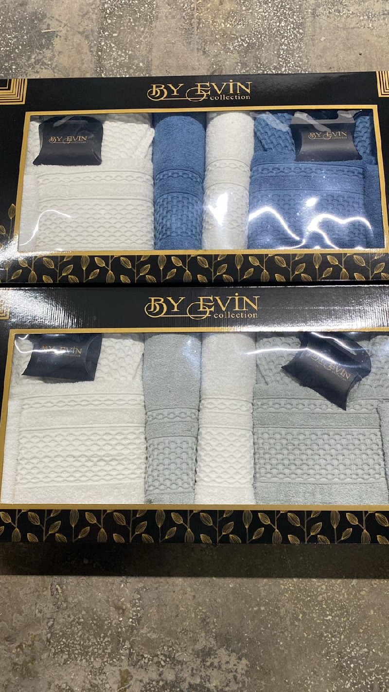 BY EVİN 8 PARÇA HASIR DESEN AİLE BORNOZ SETİ